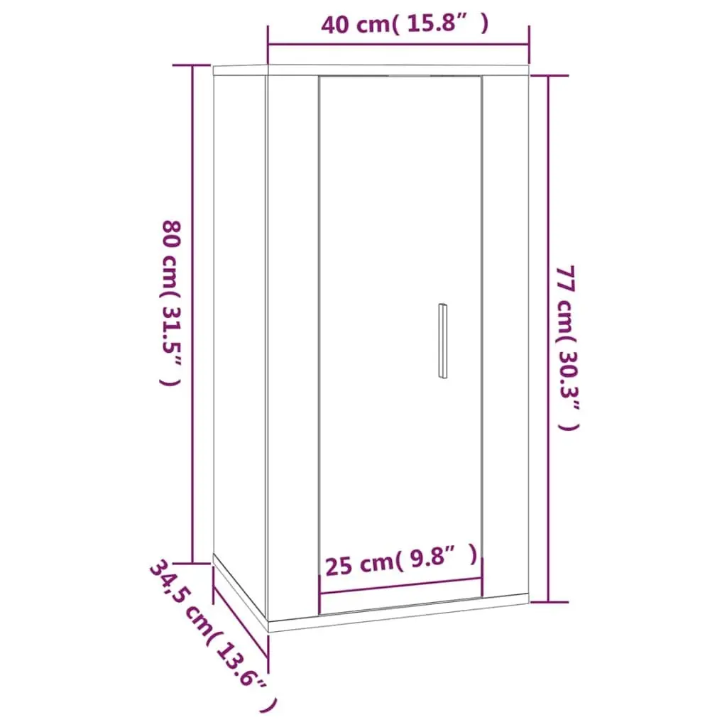 Wall Mounted TV Cabinet Black Media Display Unit 40x34.5x80cm