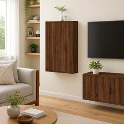 Wall-Mounted TV Cabinet: 40x34.5x80 cm, Brown Oak