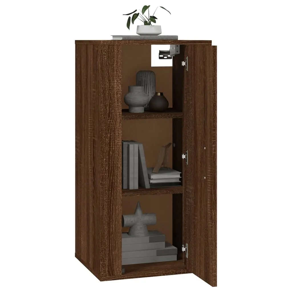Wall Mounted TV Cabinet Brown Oak Media Storage Unit 40x34.5x80 cm