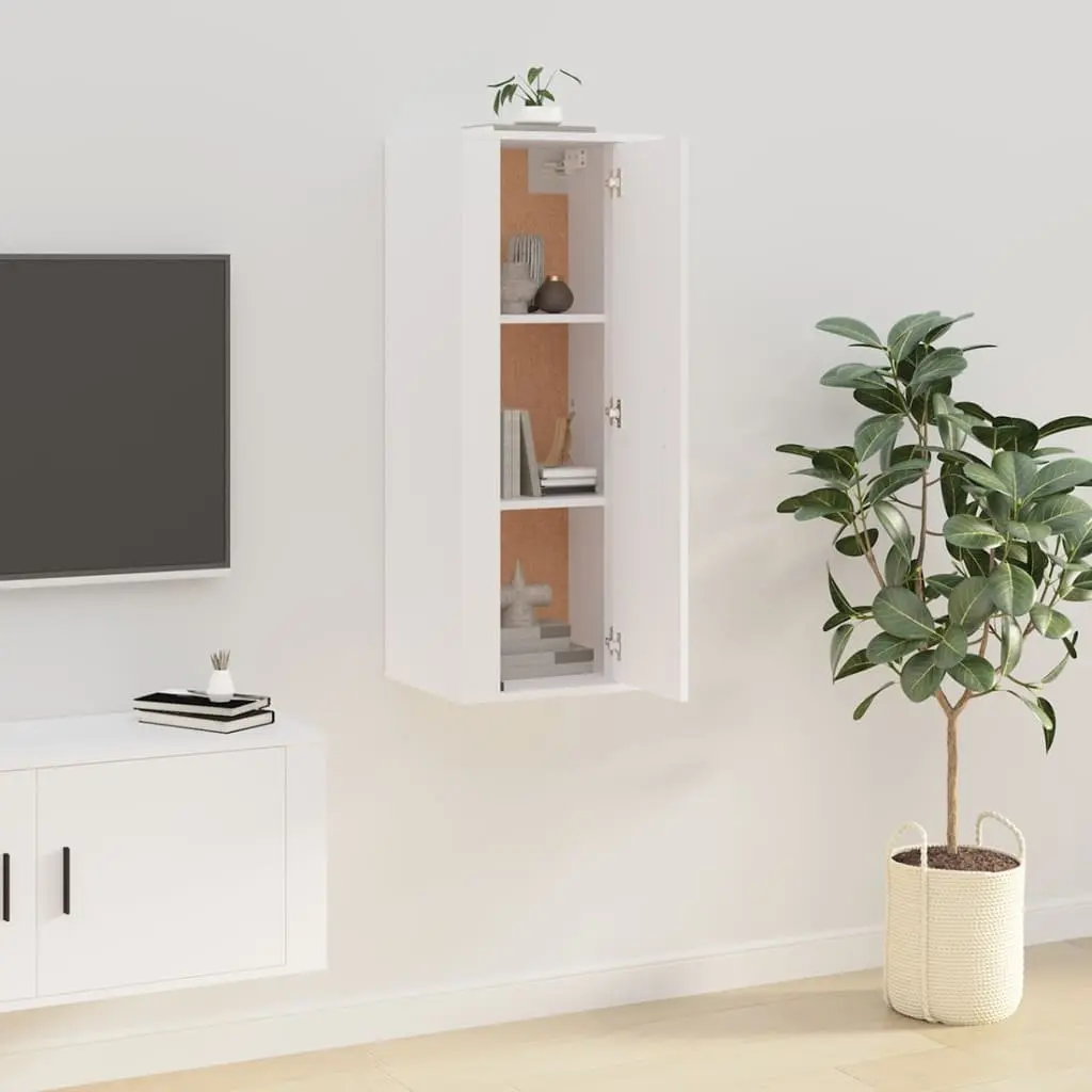 White Media Organizer Wall Mounted TV Cabinet Storage Unit 40x34.5x100cm