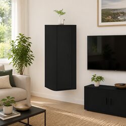 40x34.5x100 cm Wall Mounted TV Storage Unit in Black