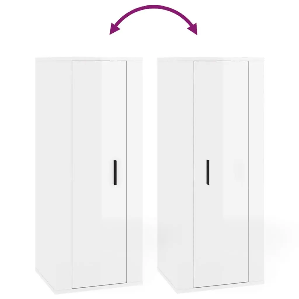 Wall Mounted TV Cabinet White High Gloss Media Storage Unit 40x34.5x100cm