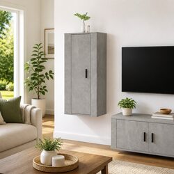 Media Storage Unit Grey 40x34.5x100cm Wall Mounted