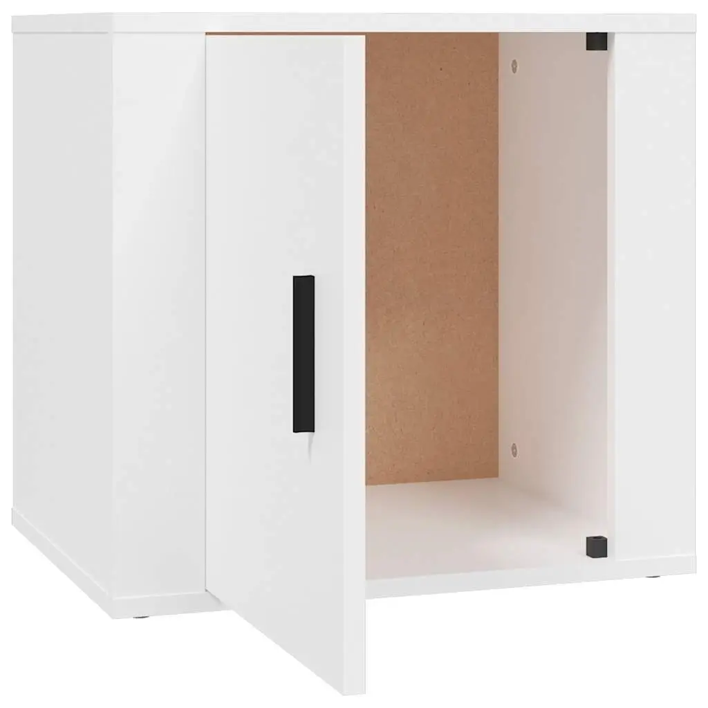 Bedside Cabinet White Storage Organiser Nightstand Bedroom 50W x 39D x 47H cm