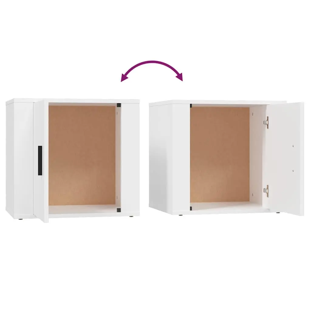 Bedside Cabinet White Storage Organiser Nightstand Bedroom 50W x 39D x 47H cm