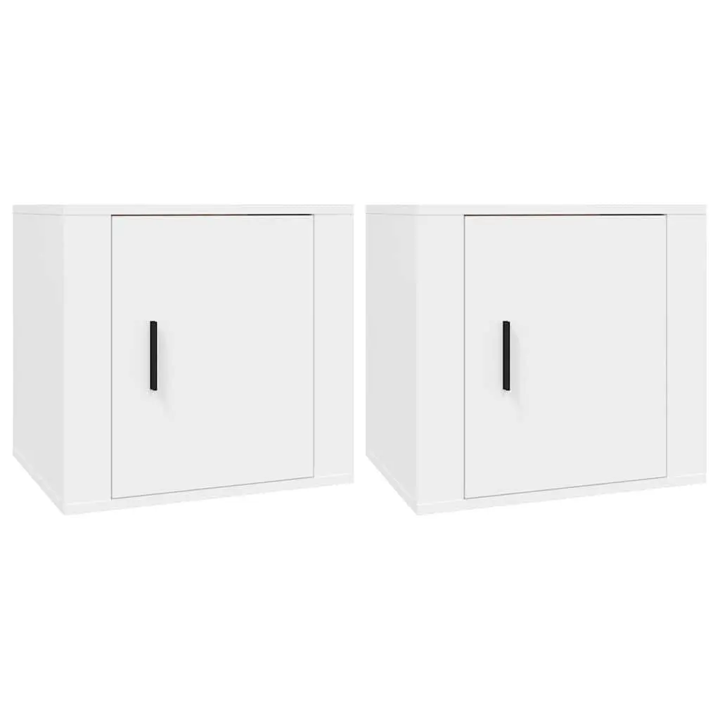 Bedside Cabinets 2 pcs White Engineered Wood Bedside Storage Table 50x39x47cm