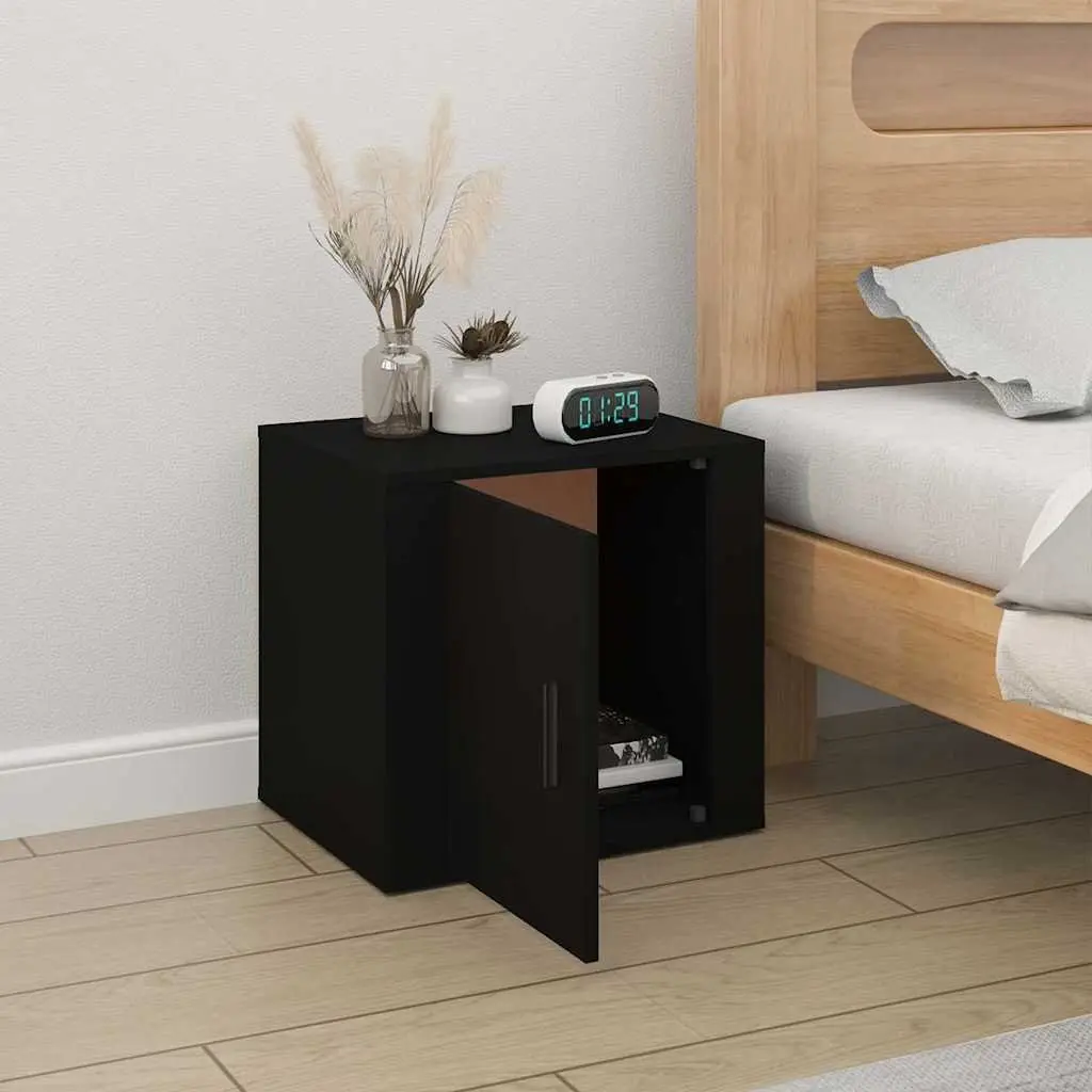 Black Bedside Cabinet with Storage