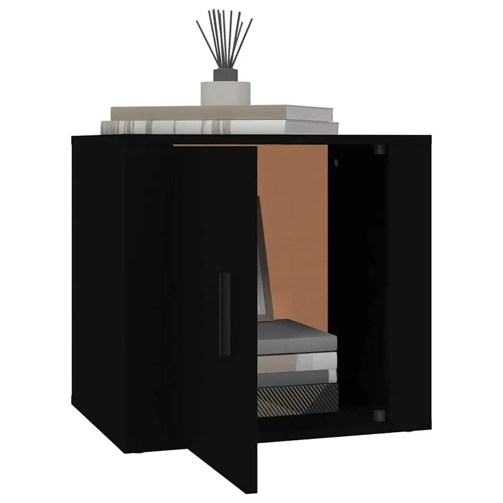 Black Bedside Cabinet with Storage