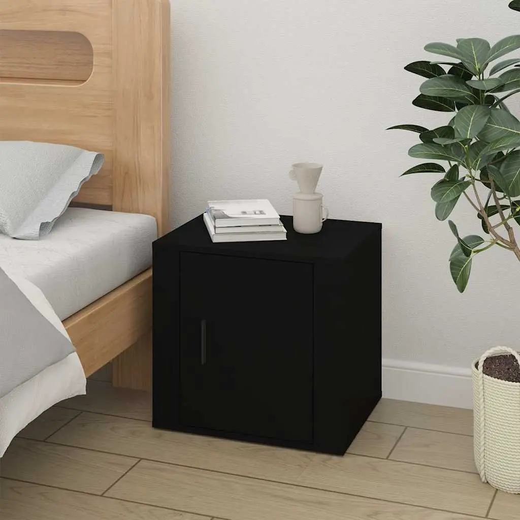 Bedside Cabinets 2 pcs Black Storage Nightstand Side Table Bedroom Furniture