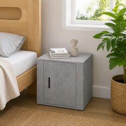 Bedside Cabinet Storage Unit Grey Nightstand Bedroom Furniture Organiser