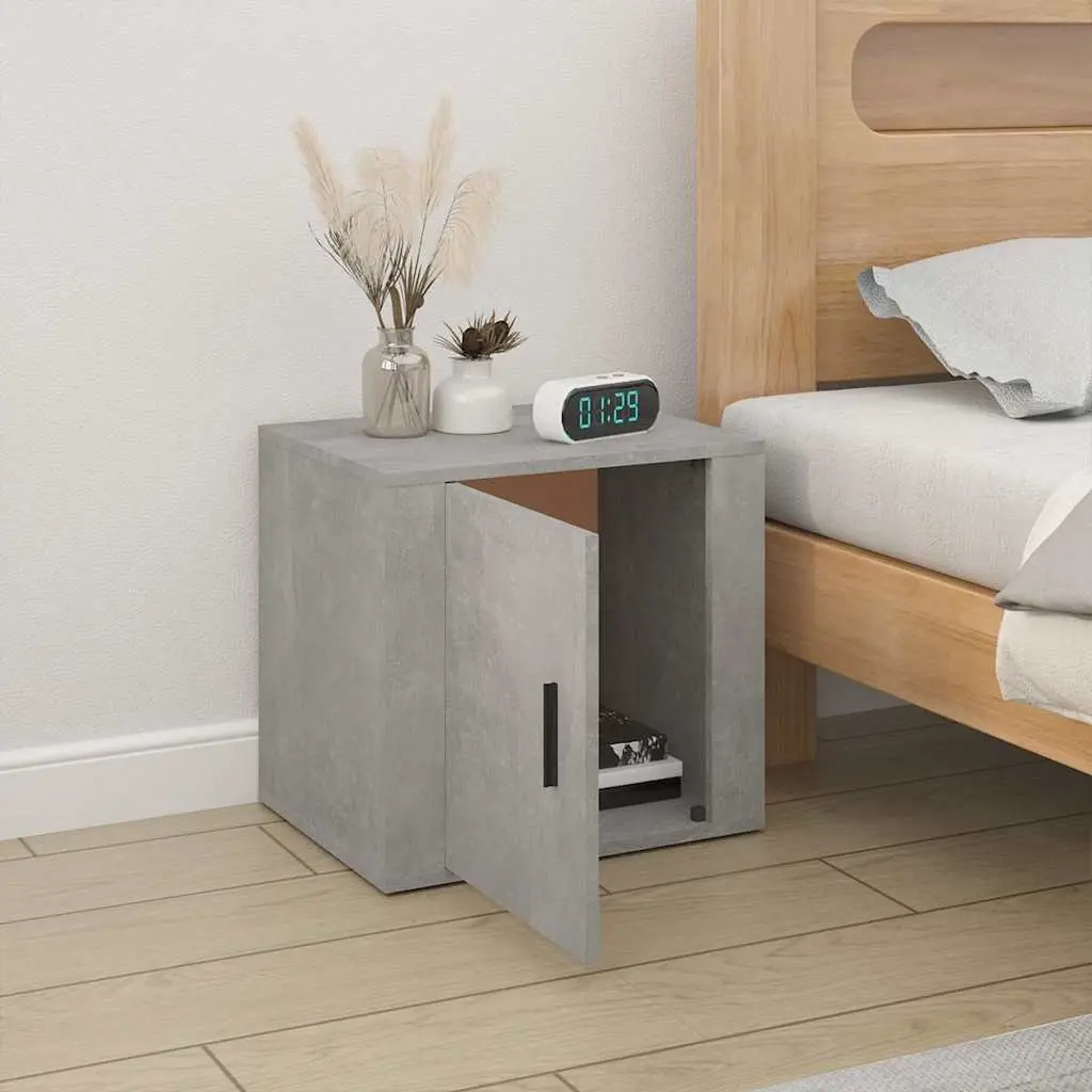 Bedside Cabinet Storage Unit Grey Nightstand Bedroom Furniture 50 x 39 x 47 cm