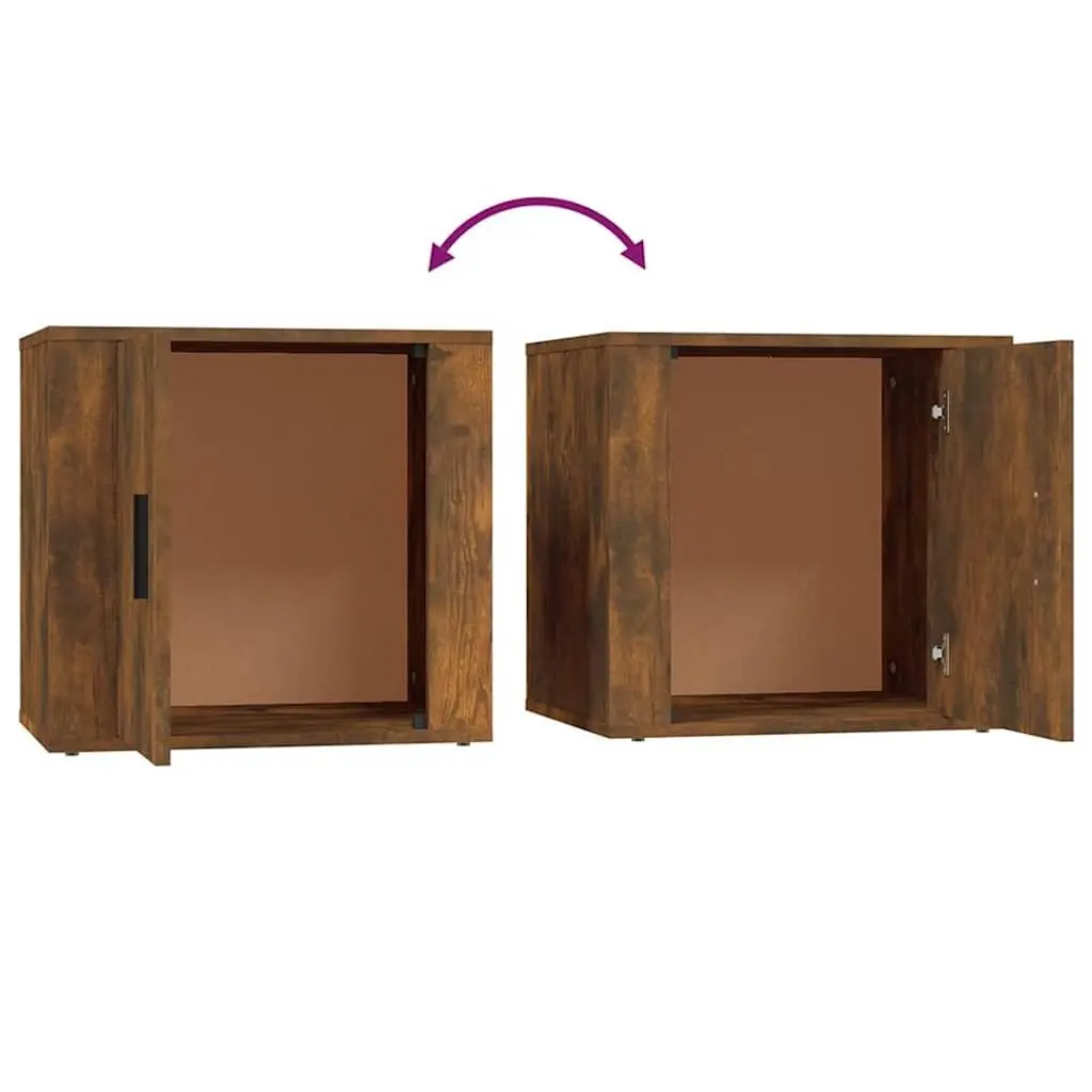 Bedside Cabinets 2 Pieces Storage Units Nightstand Bedroom Furniture Brown Wood