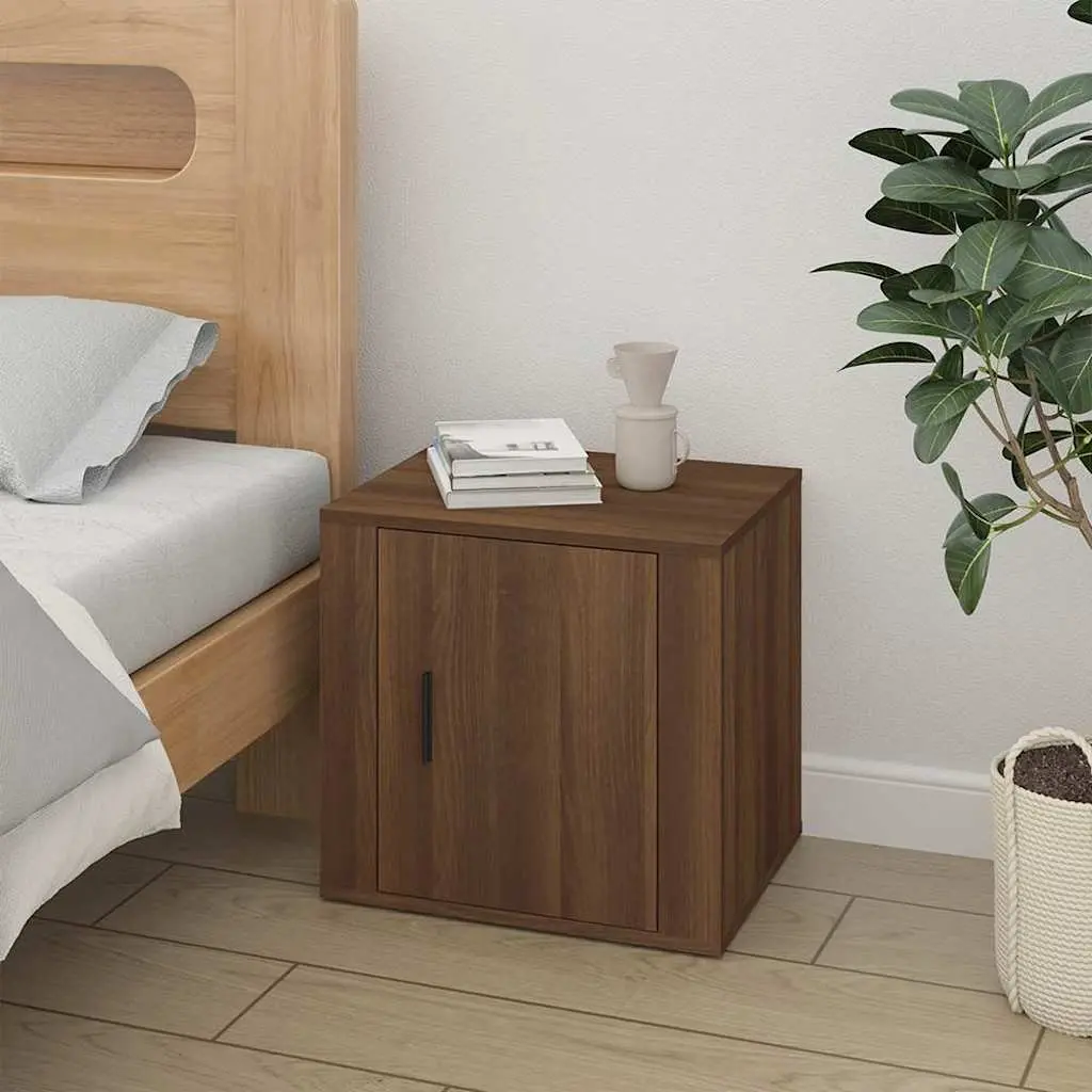 Bedside Cabinets 2 pcs Brown Oak Storage Furniture Side Table Nightstand Bedroom