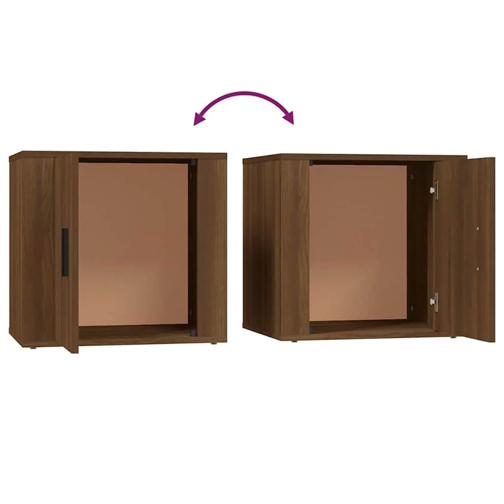 Bedside Cabinets 2 pcs Brown Oak Storage Furniture Side Table Nightstand Bedroom