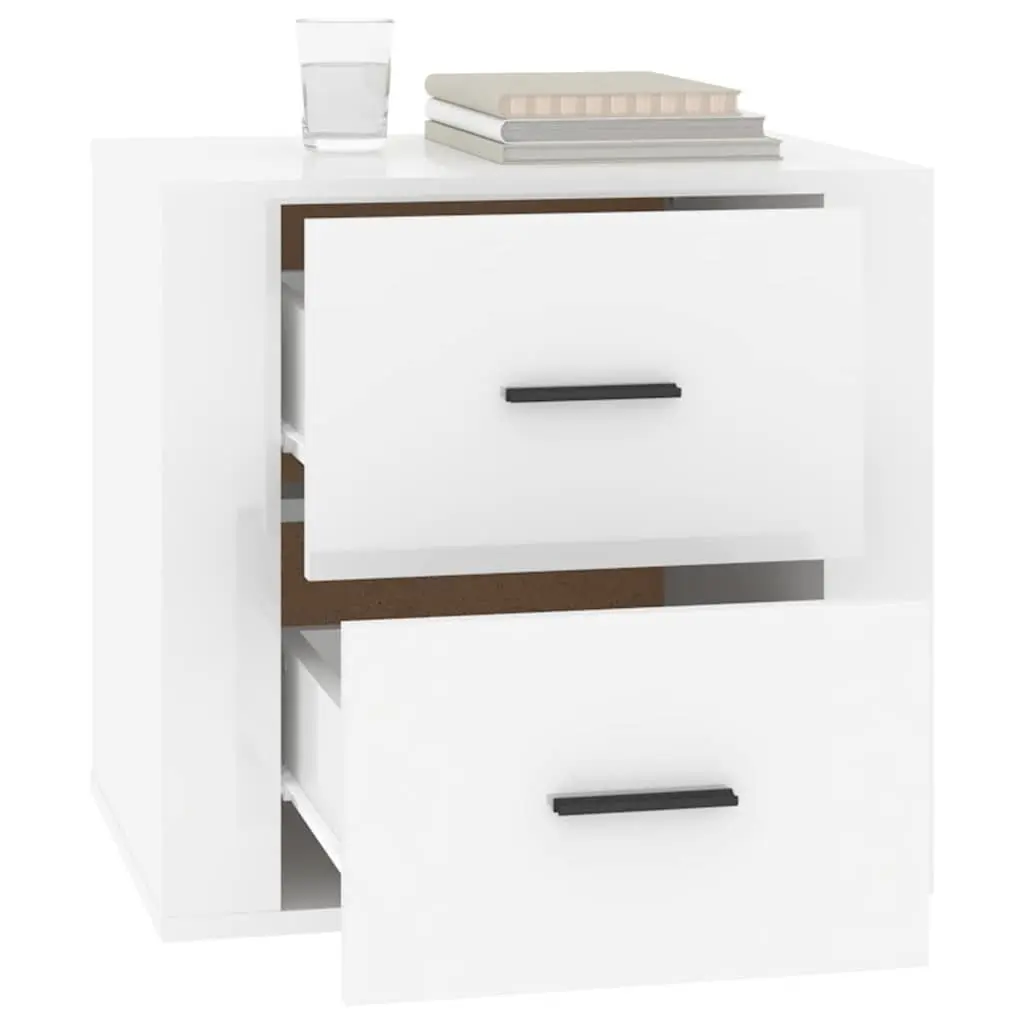 Bedside Cabinet Storage High Gloss White Nightstand Bedroom Side Table Unit