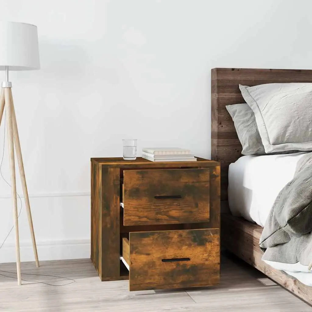 Bedside Cabinet Storage Organiser Engineered Wood Brown Bedroom 50 x 39 x 47 cm