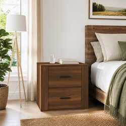 Brown Oak Bedside Cabinet - 50 x 39 x 47 cm Dimensions