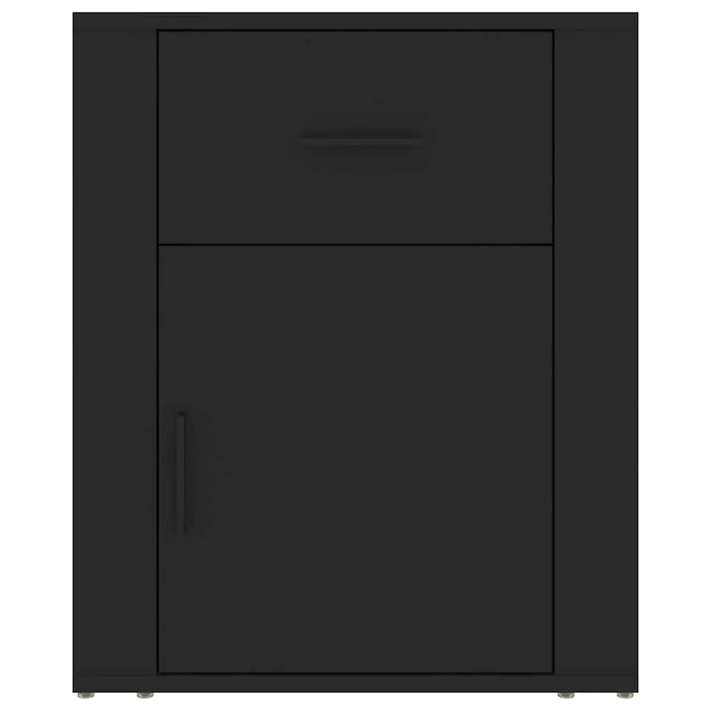 Bedside Cabinet Black Nightstand Storage Drawer Door Compartment 50x36x60cm