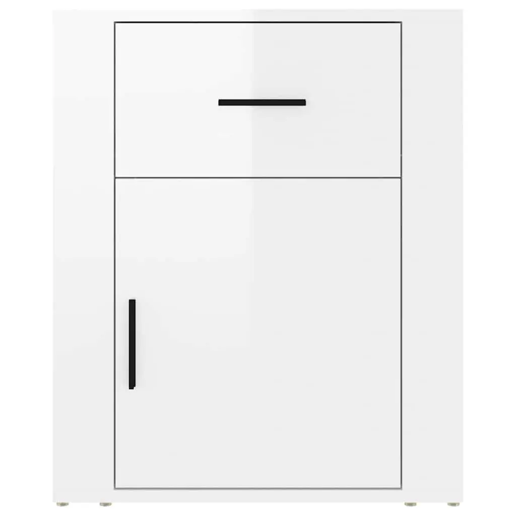 High Gloss White Bedside Storage Cabinet
