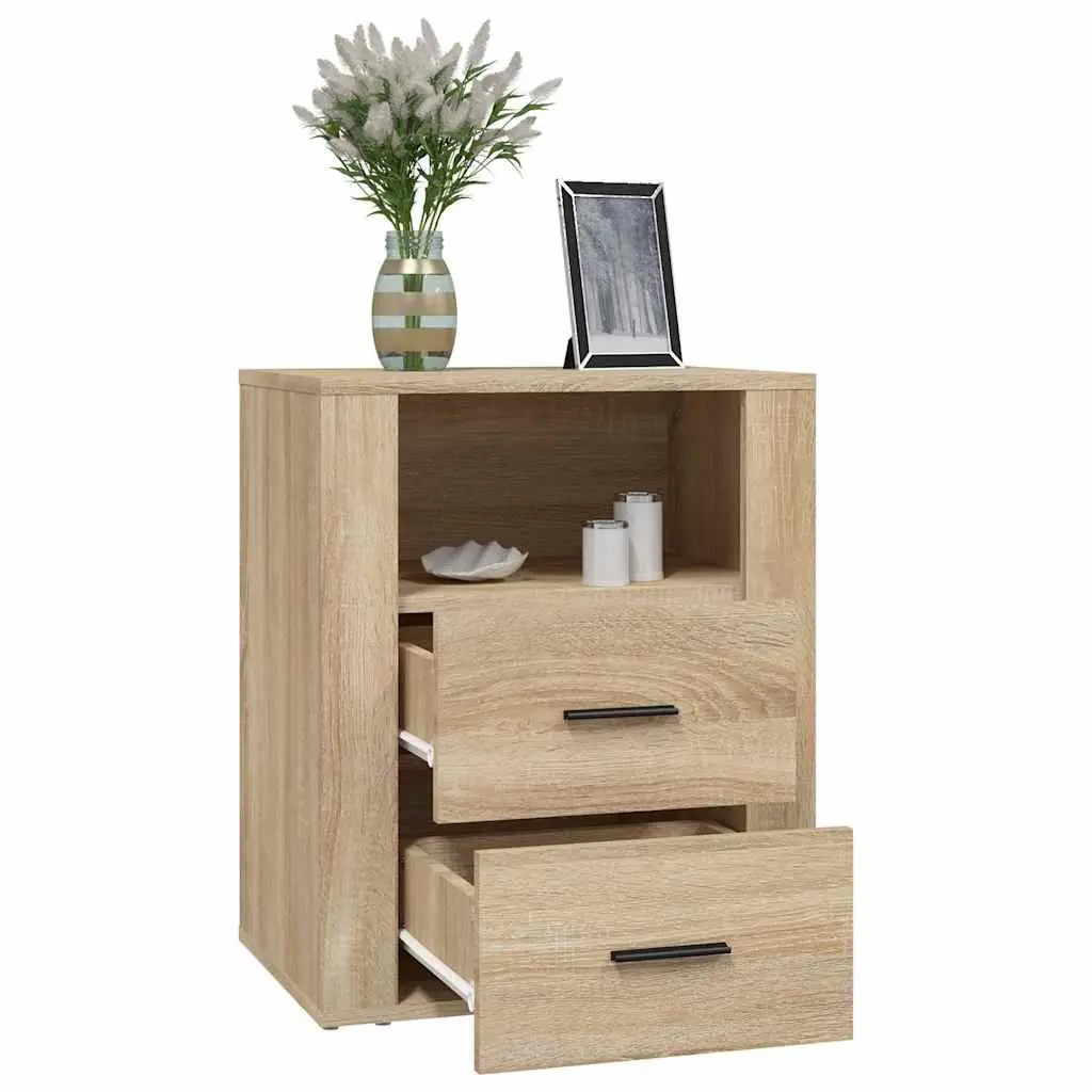 Bedside Cabinet Nightstand Bedroom 50x36x60cm Brown Engineered Wood Drawers Storage