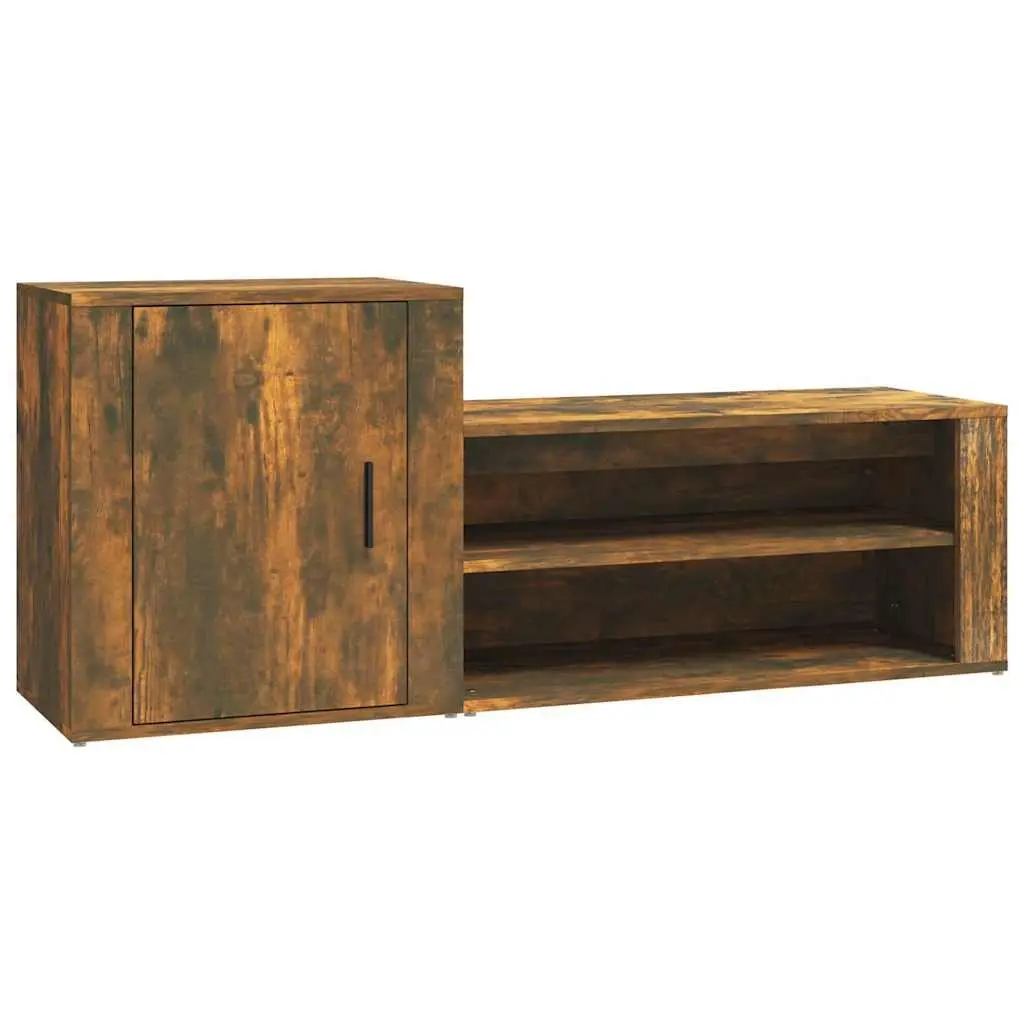Shoe Cabinet for Entryway 130W x 35D x 54H cm Brown Engineered Wood 2 Compartments Storage Organiser
