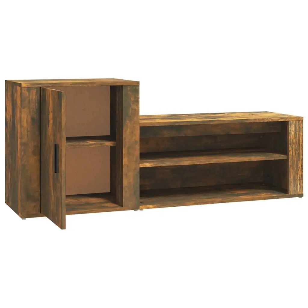 Shoe Cabinet for Entryway 130W x 35D x 54H cm Brown Engineered Wood 2 Compartments Storage Organiser