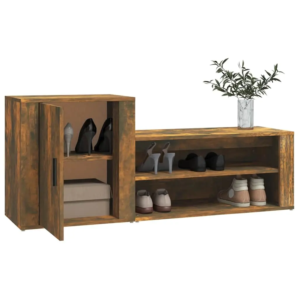 Shoe Cabinet for Entryway 130W x 35D x 54H cm Brown Engineered Wood 2 Compartments Storage Organiser