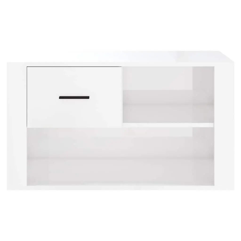 Shoe Cabinet for Home Storage 80x35x45 cm High Gloss White Engineered Wood