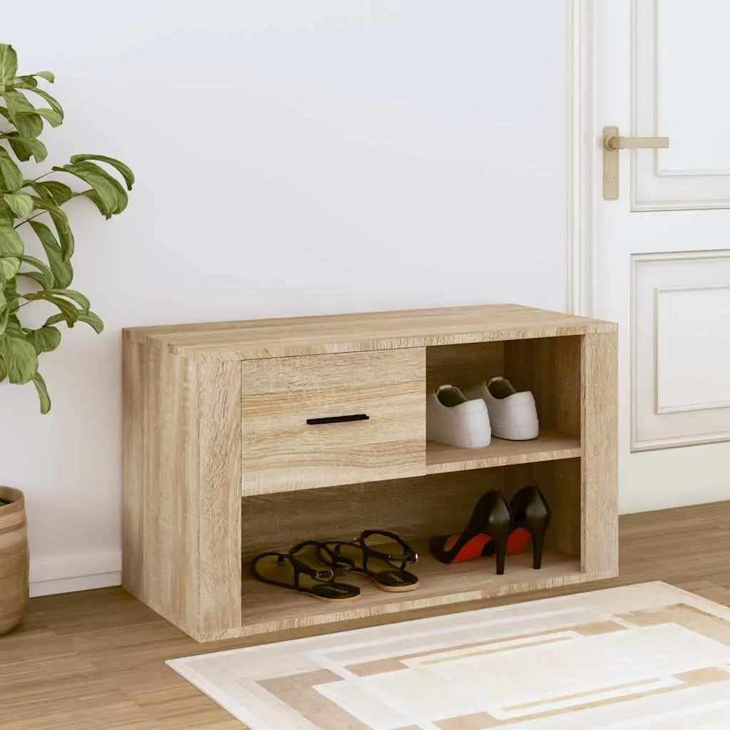 Shoe Cabinet Storage Organiser for Home 80x35x45 cm Beige Engineered Wood 2 Compartments