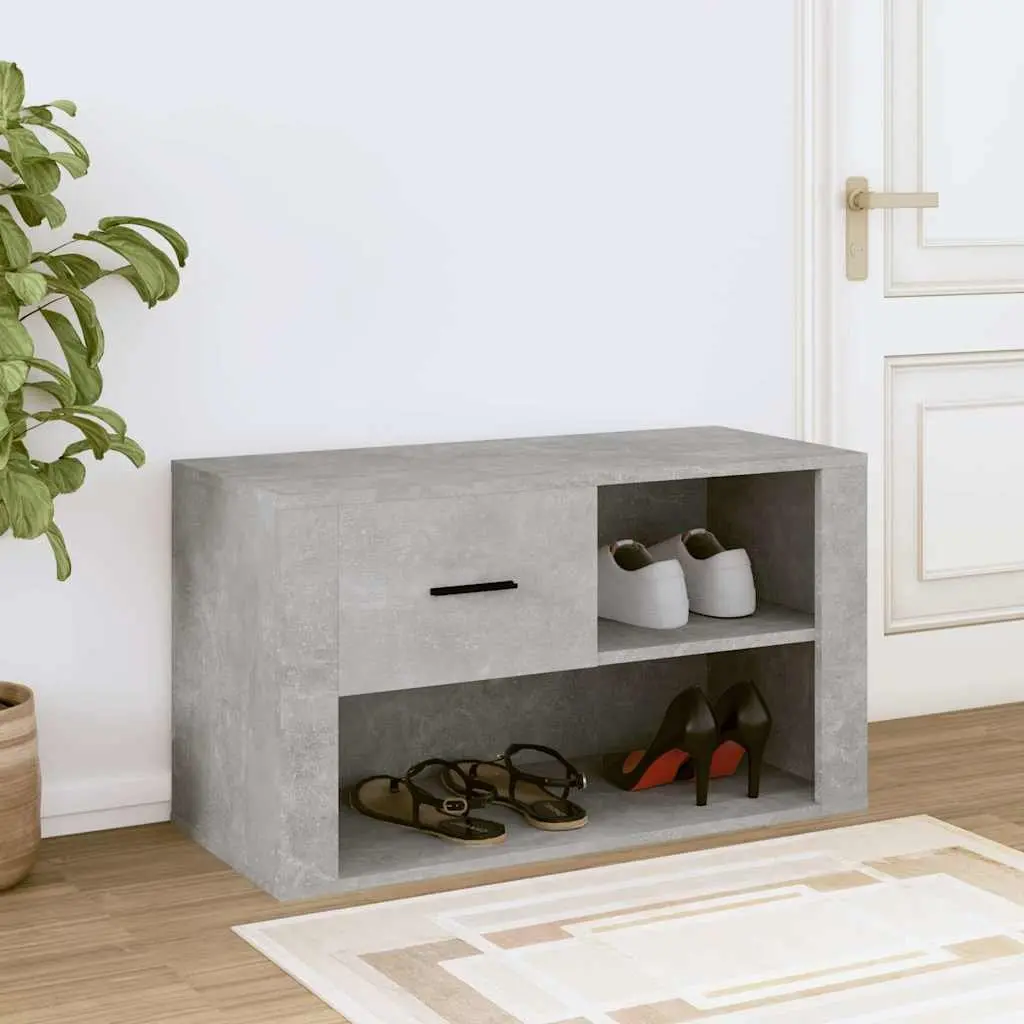 Shoe Cabinet Grey Storage Organiser 2 Compartments Hallway 80 x 35 x 45 cm