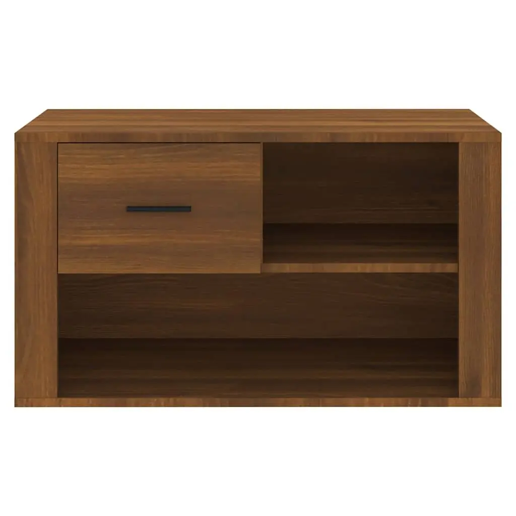 Shoe Cabinet Brown Oak 80x35x45 cm Storage Organiser 2 Compartments Drawer