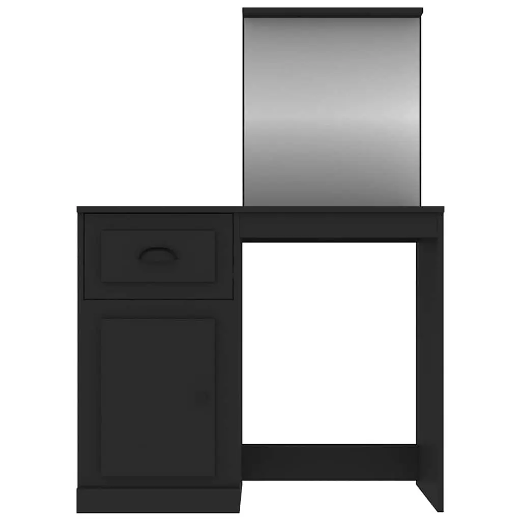 Dressing Table with Mirror for Bedroom Black Engineered Wood 90 x 50 x 132.5 cm
