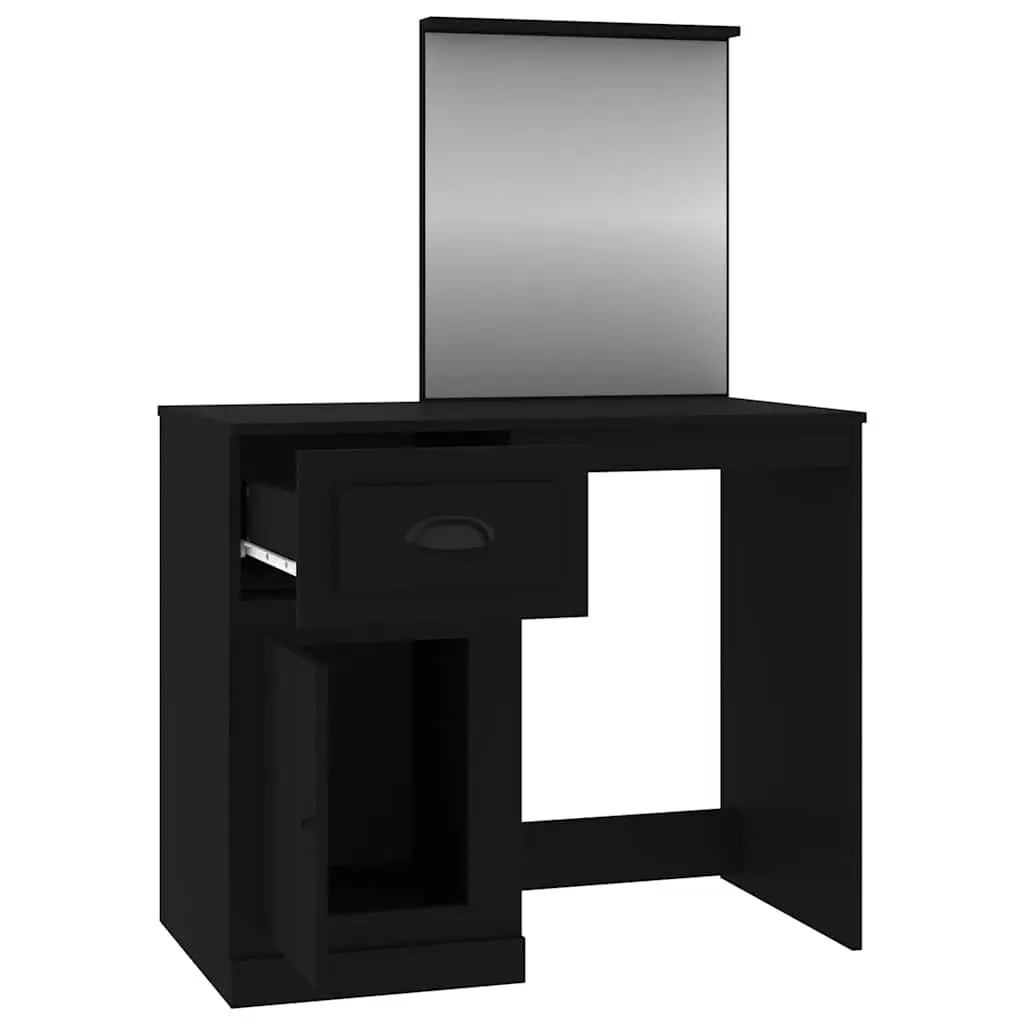 Dressing Table with Mirror for Bedroom Black Engineered Wood 90 x 50 x 132.5 cm