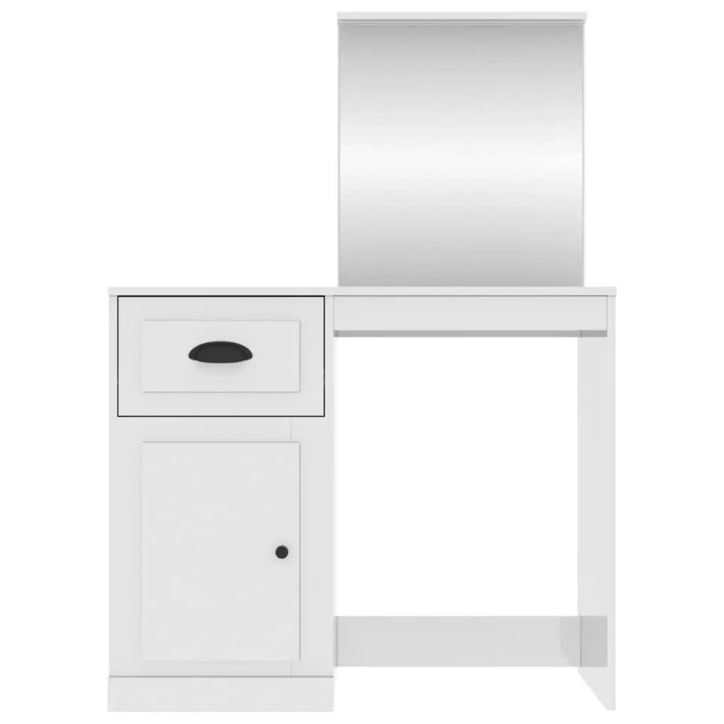 Dressing Table for Bedroom with Mirror White High Gloss 90W x 50D x 132.5H cm