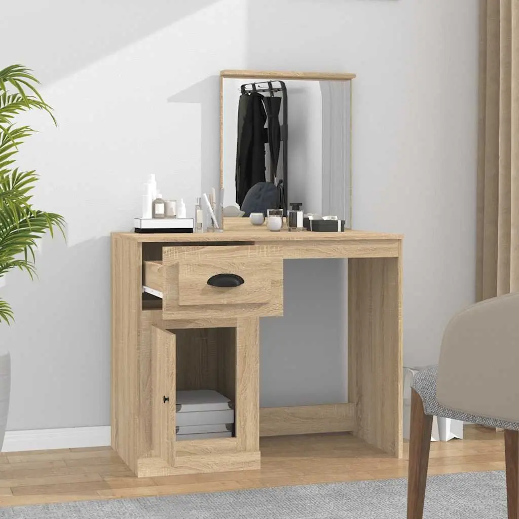 Brown Dressing Table with Mirror