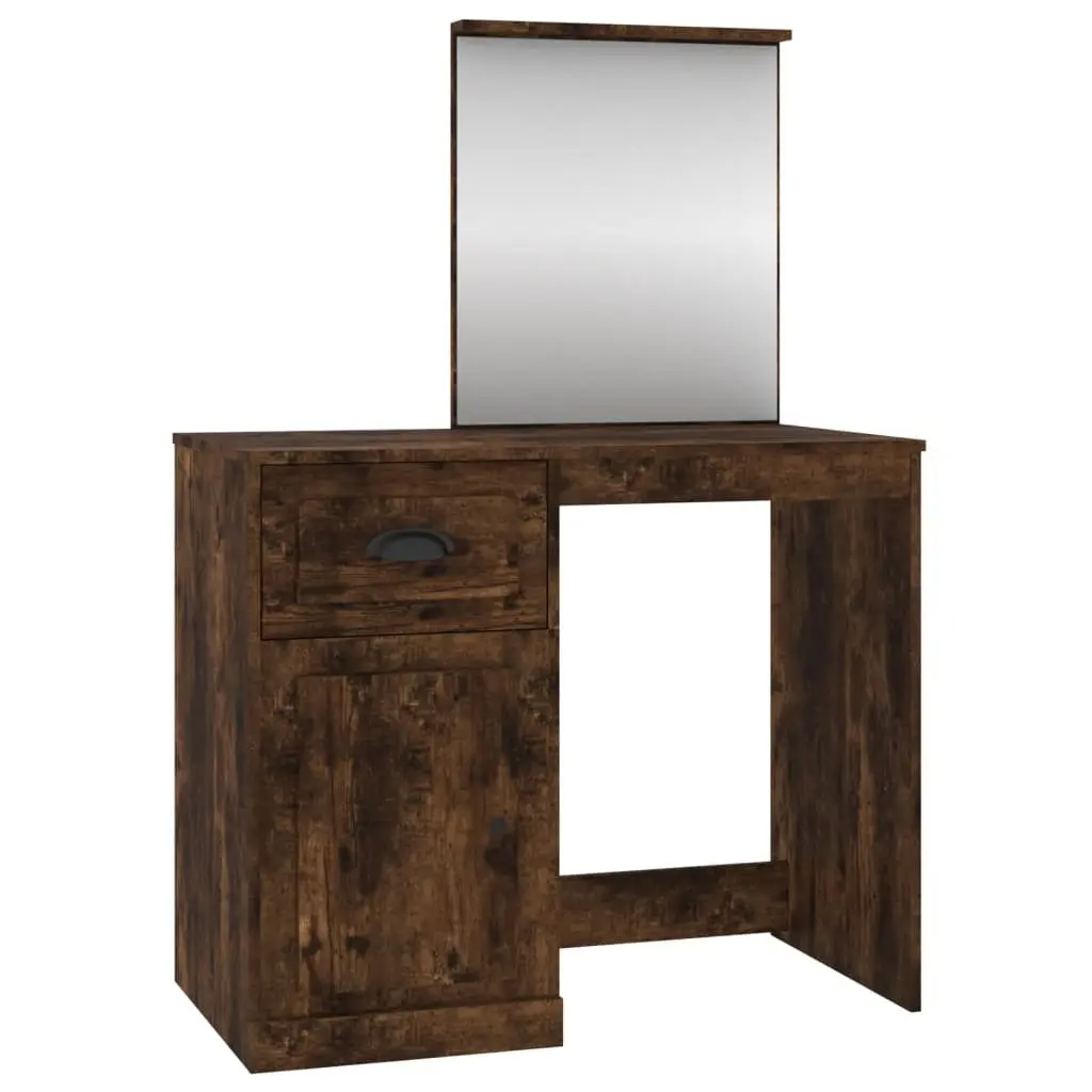 Brown Engineered Wood Dressing Table with Mirror