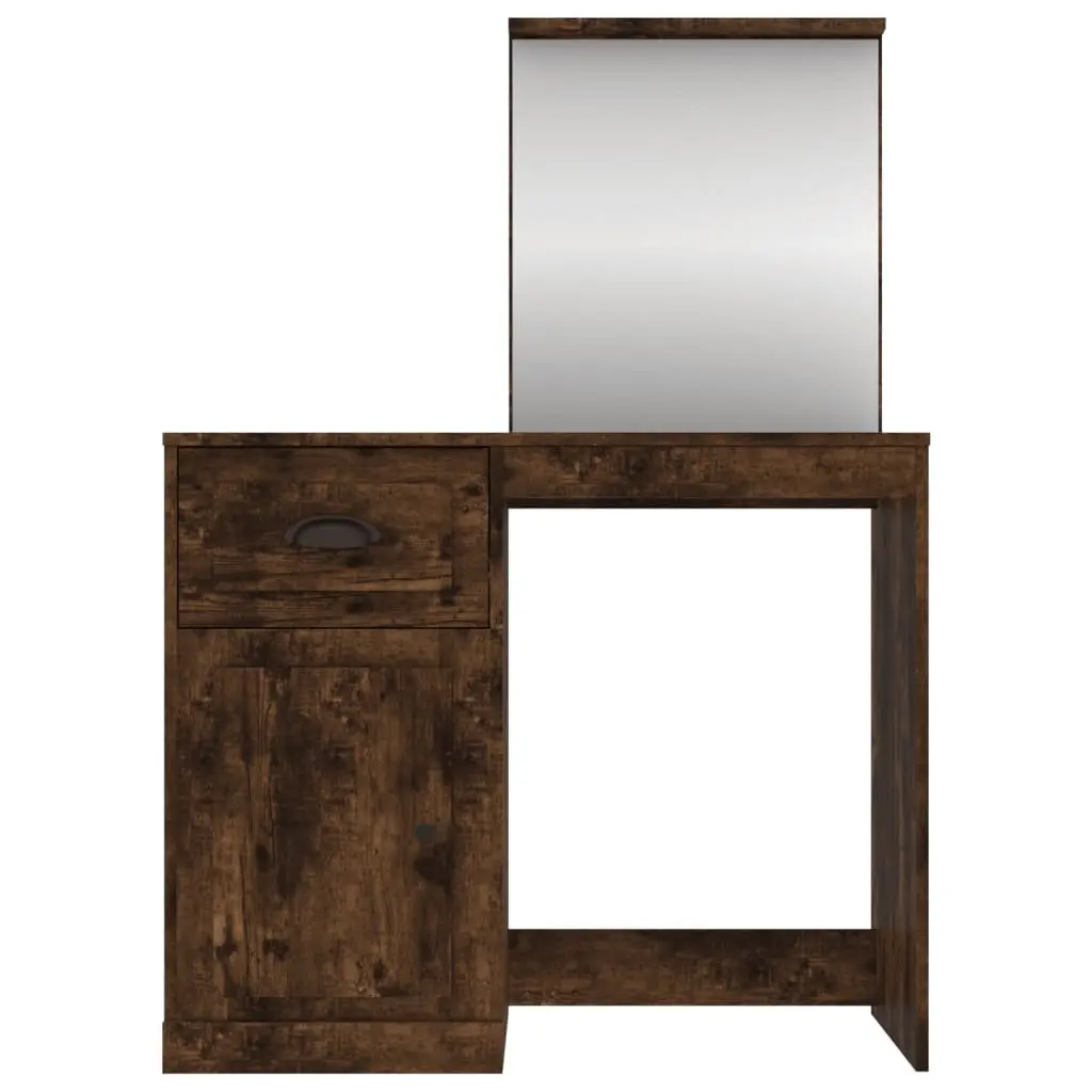 Brown Engineered Wood Dressing Table with Mirror