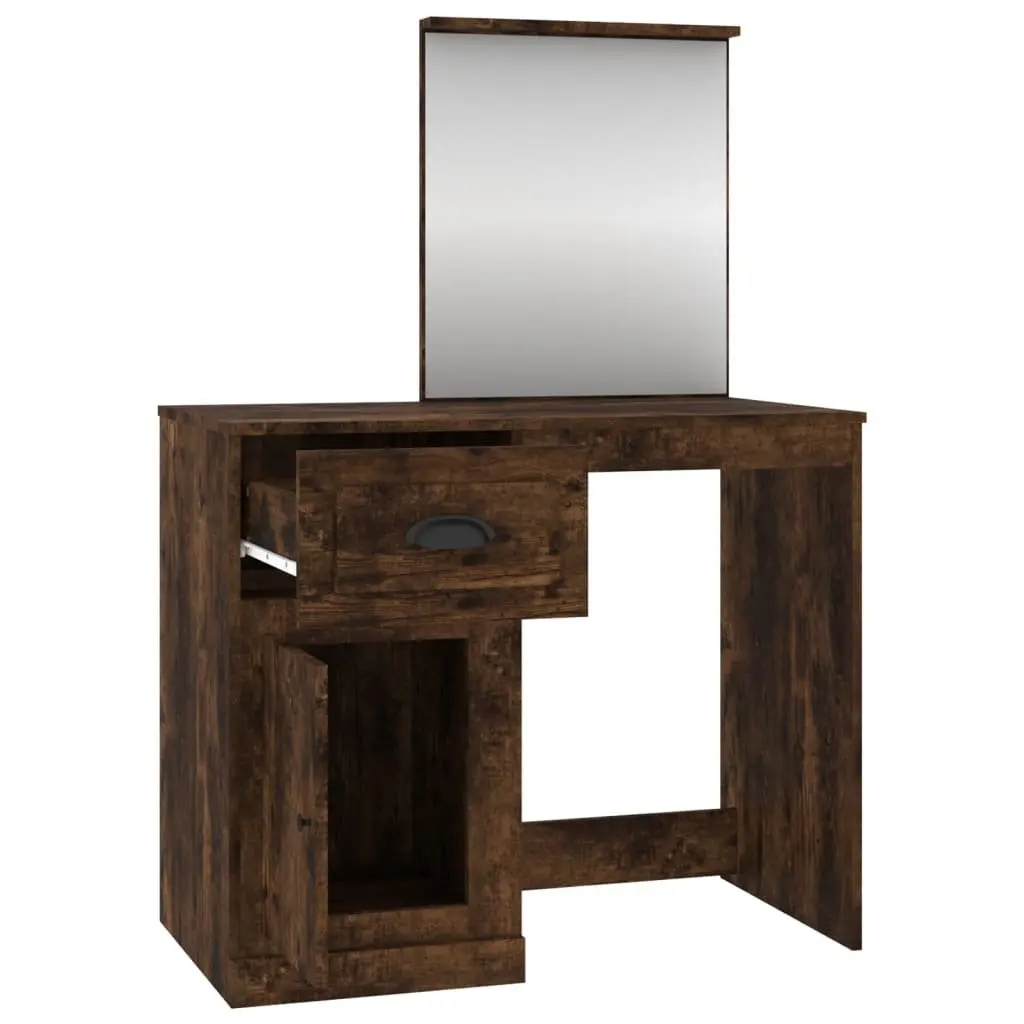 Brown Engineered Wood Dressing Table with Mirror