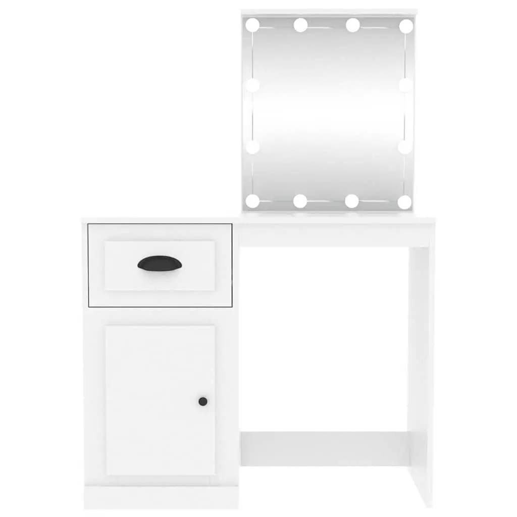 Dressing Table with LED Mirror White Bedroom Vanity Makeup Desk Storage Unit