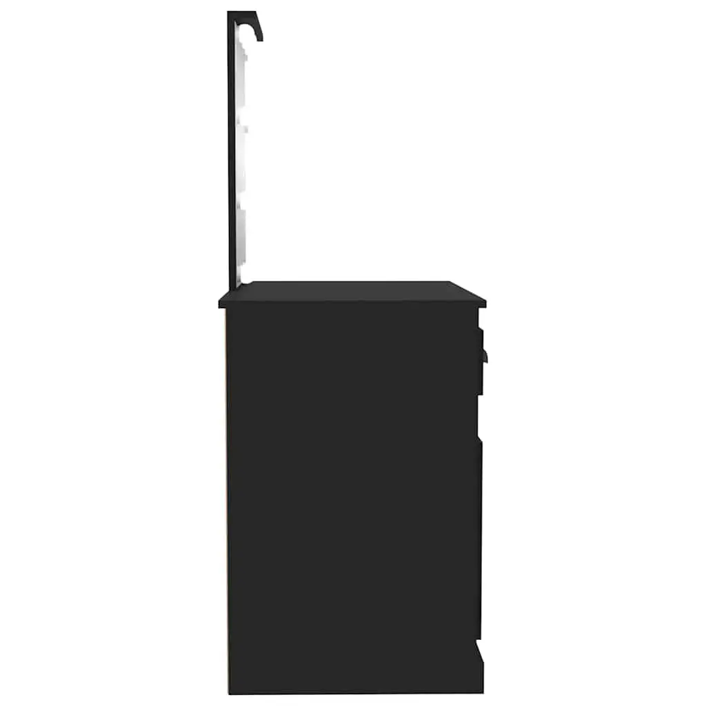 Dressing Table with LED Mirror Black Bedroom Vanity Makeup Desk Storage Unit