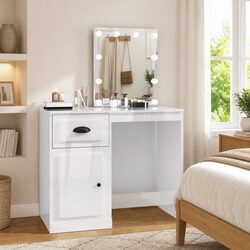 Dressing Table with LED Mirror: 90W x 50D x 132.5H cm