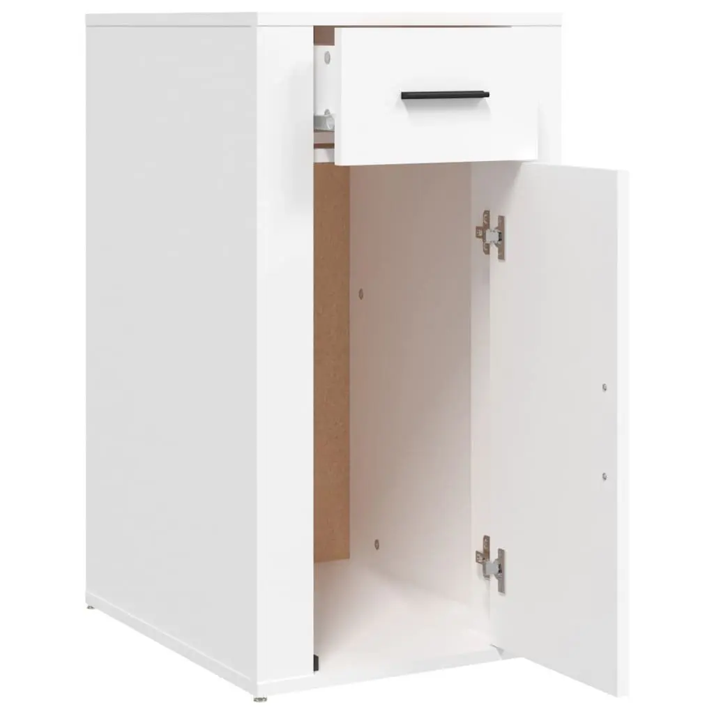 Desk Cabinet for Workspace Storage White Engineered Wood 40W x 49D x 75H cm