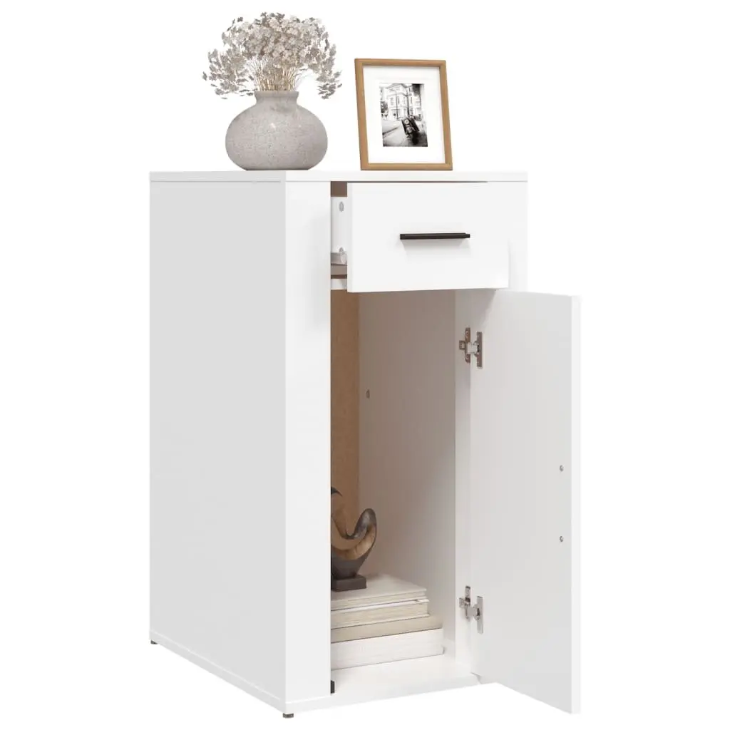 Desk Cabinet for Workspace Storage White Engineered Wood 40W x 49D x 75H cm