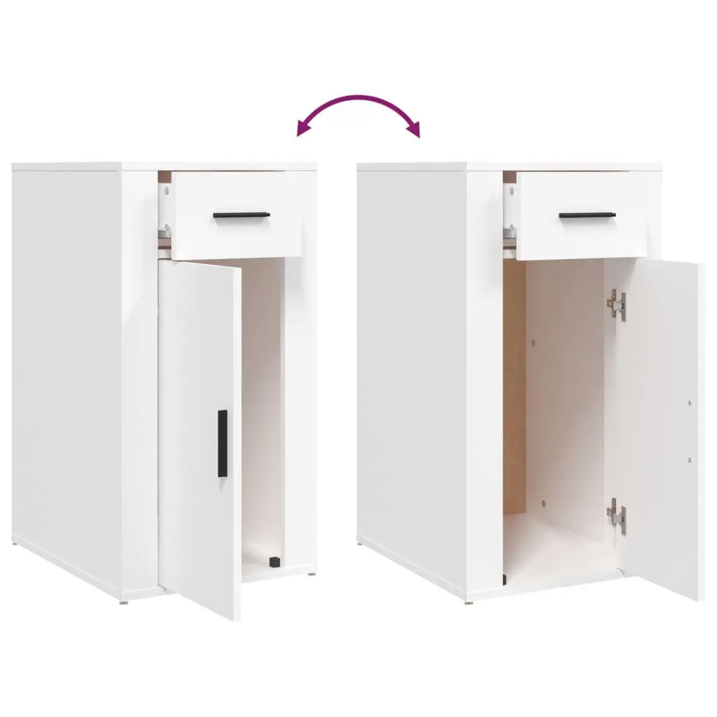 Desk Cabinet for Workspace Storage White Engineered Wood 40W x 49D x 75H cm