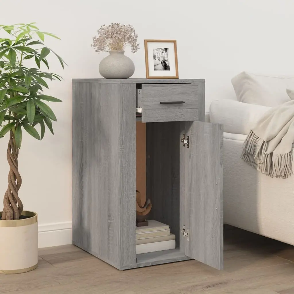 Grey Desk Cabinet with Storage Options