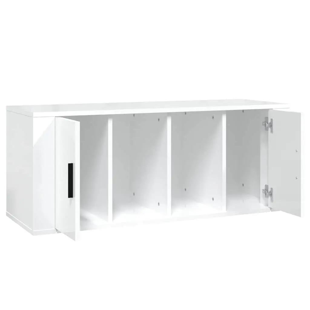 TV Cabinet for Living Room High Gloss White Engineered Wood 100 x 35 x 40 cm