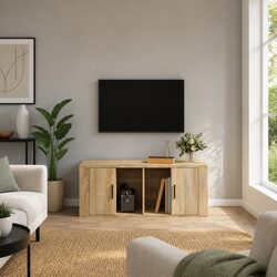 Engineered Wood TV Cabinet with 4 Storage Compartments