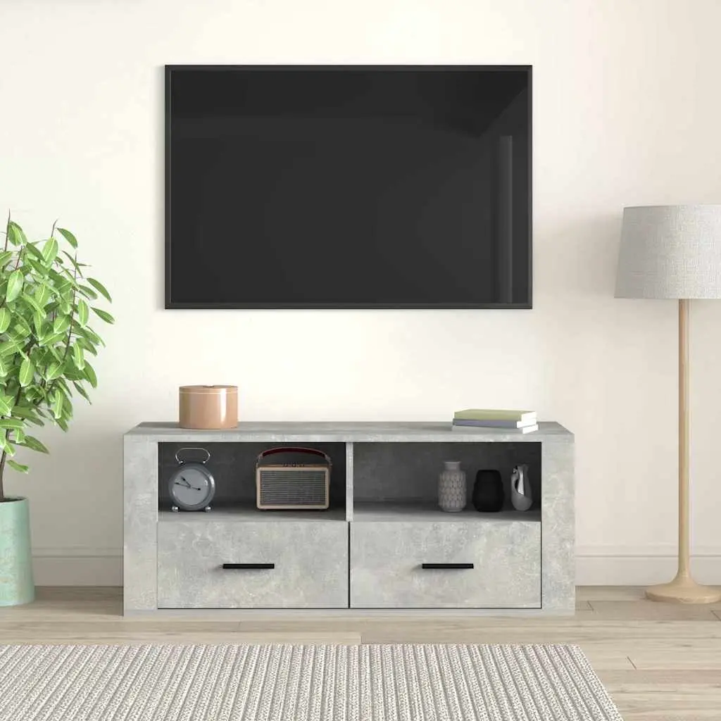 TV Cabinet Concrete Grey Media Storage Unit Engineered Wood 100 x 35 x 40 cm