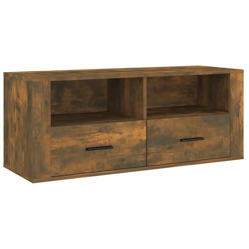 TV Cabinet Smoked Oak Media Storage Unit Drawers Compartments Living Room