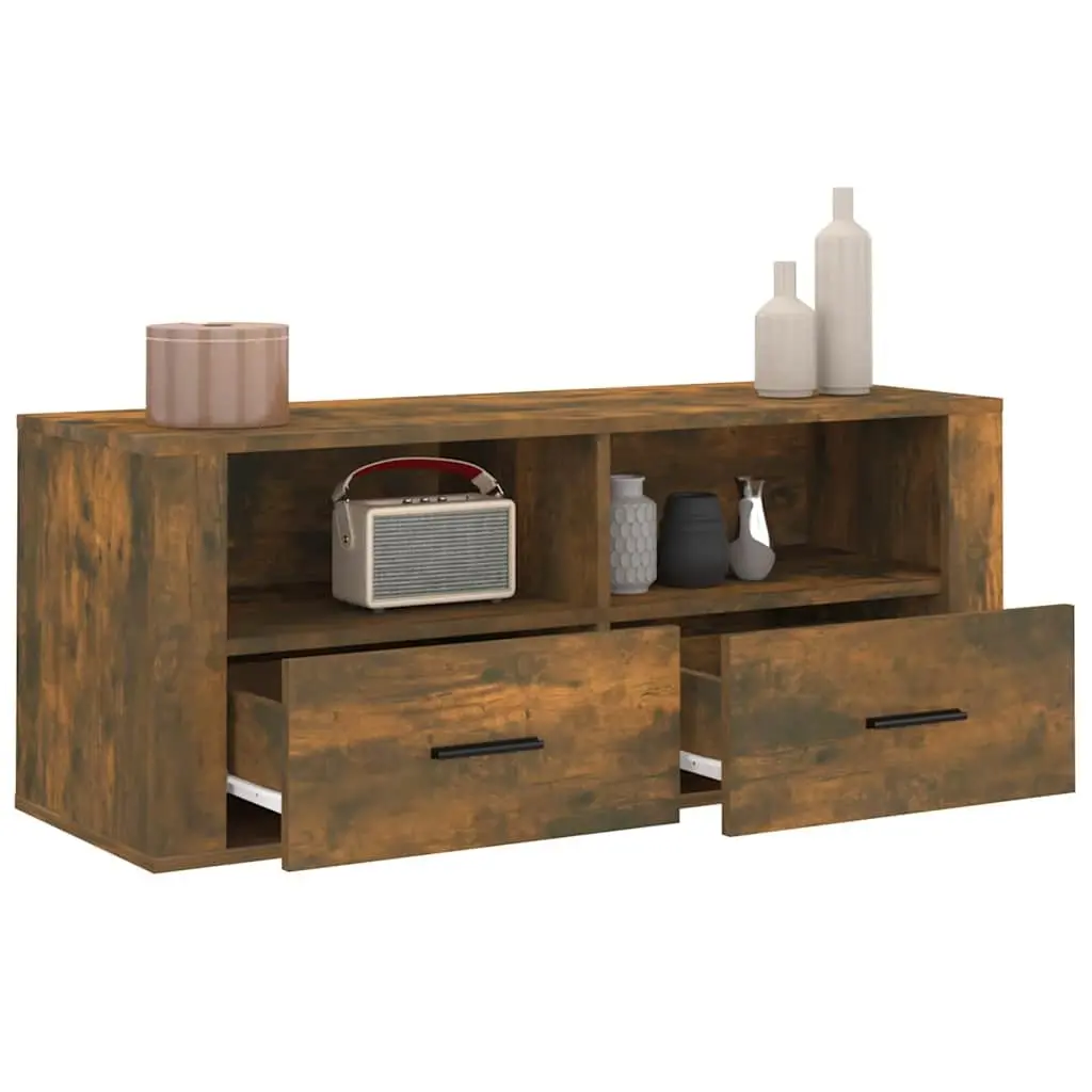TV Cabinet Smoked Oak Media Storage Unit Drawers Compartments Living Room